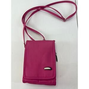 Travelon Mini Crossbody Travel Bag Pink with mini pen comb and light